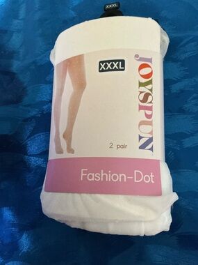 Joyspun Women’s White Fashion Dot Tights - 2 Pair, XXXL